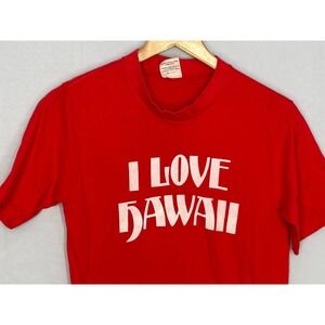 I Love Hawaii Shirt Mens Red Pre-Shrunk Comfy Vintage Diamond Head Thin Worn